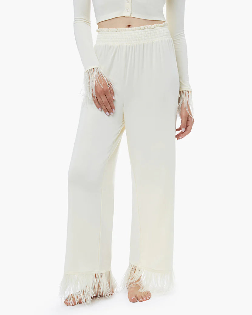 Feather Modal Jersey Pull On Pant - Ecru - ONFEMME By Lindsey's Kloset