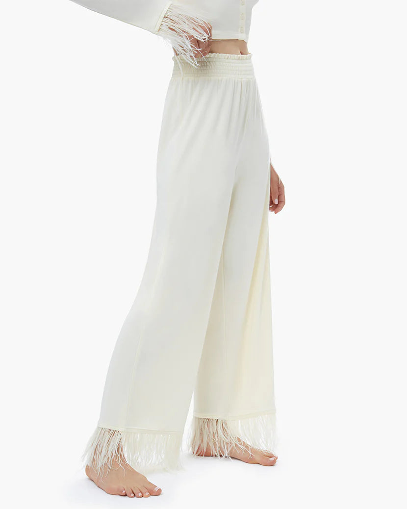Feather Modal Jersey Pull On Pant - Ecru - ONFEMME By Lindsey's Kloset