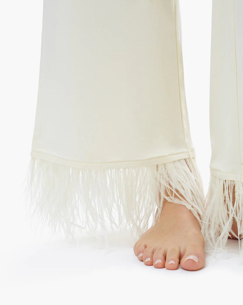 Feather Modal Jersey Pull On Pant - Ecru - ONFEMME By Lindsey's Kloset