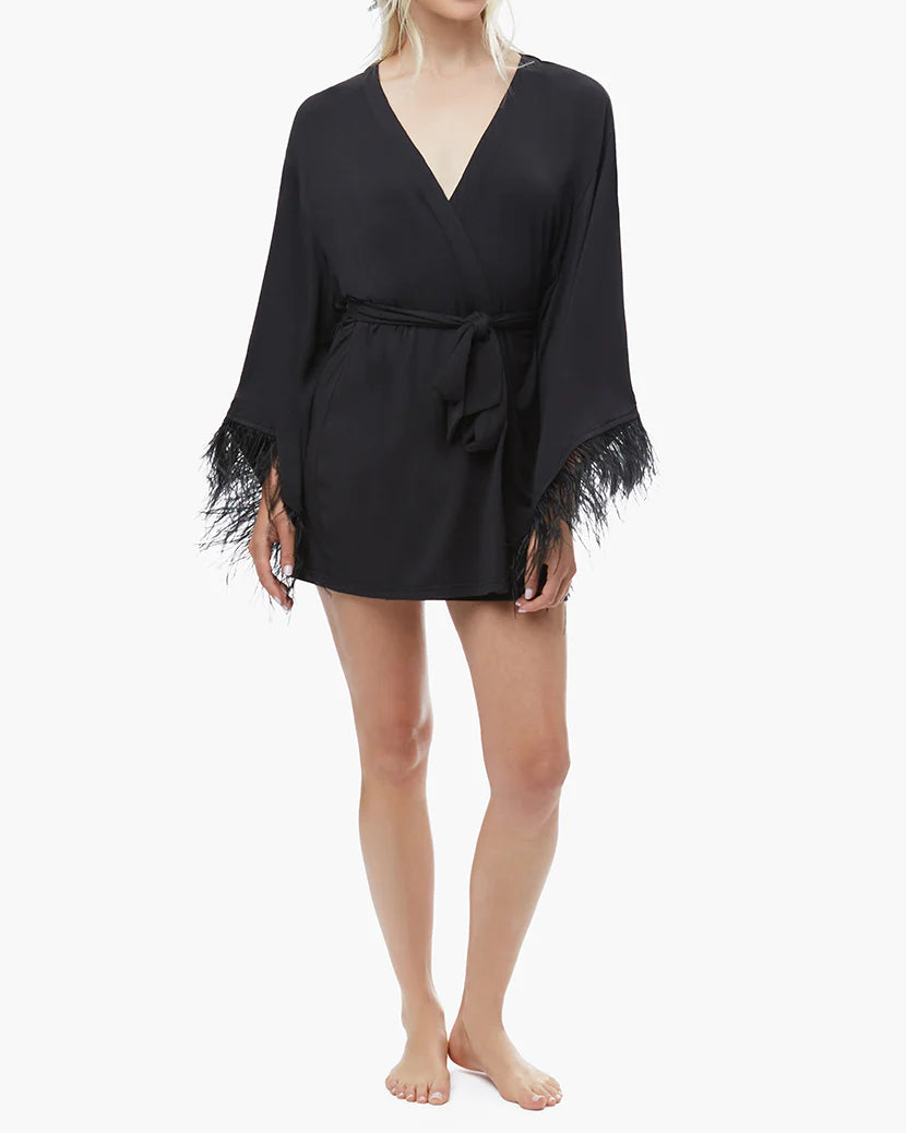 Feather Modal Jersey Robe - Black - ONFEMME By Lindsey's Kloset