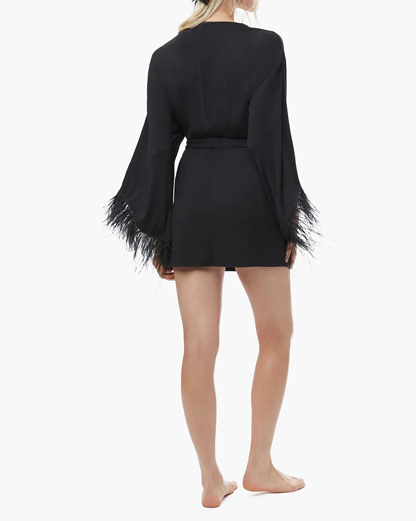 Feather Modal Jersey Robe - Black - ONFEMME By Lindsey's Kloset