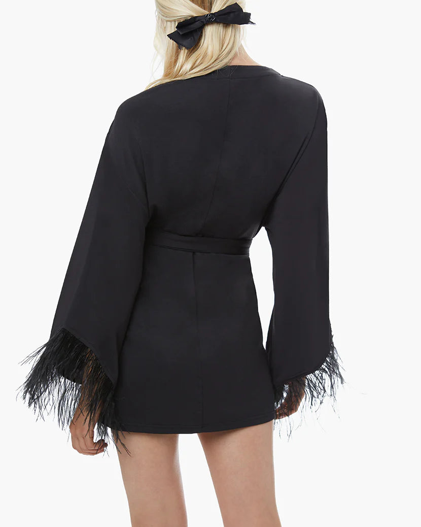 Feather Modal Jersey Robe - Black - ONFEMME By Lindsey's Kloset