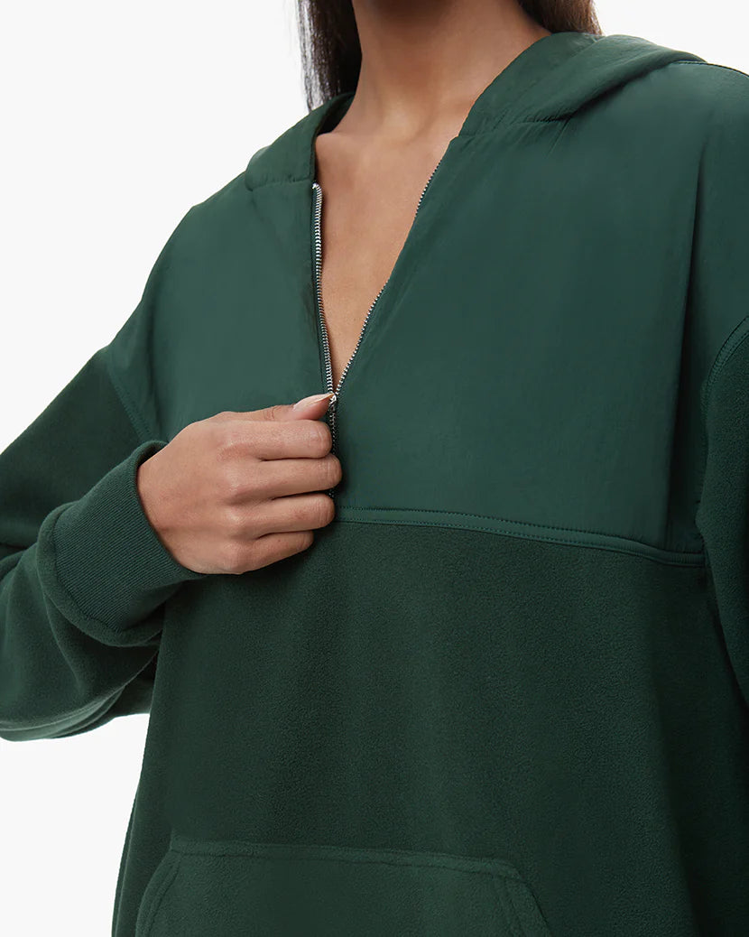 Polar Fleece Nylon Half-Zip Hoodie - ONFEMME By Lindsey's Kloset