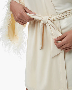 Feather Modal Jersey Robe - Ecru - ONFEMME By Lindsey's Kloset
