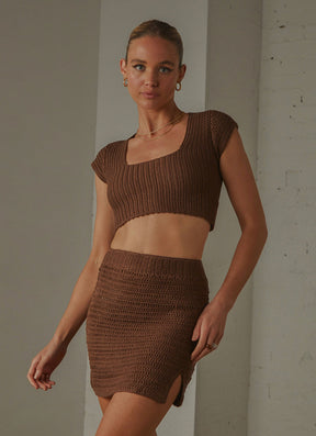 Summer Style Crochet skirt - Choc Brown - ONFEMME By Lindsey's Kloset
