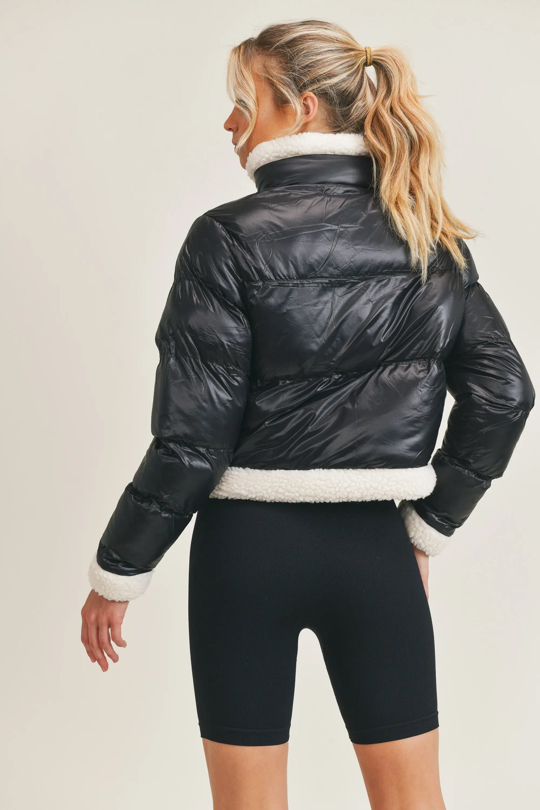 Sherpa Trimmed Puffer Jacket - ONFEMME By Lindsey's Kloset