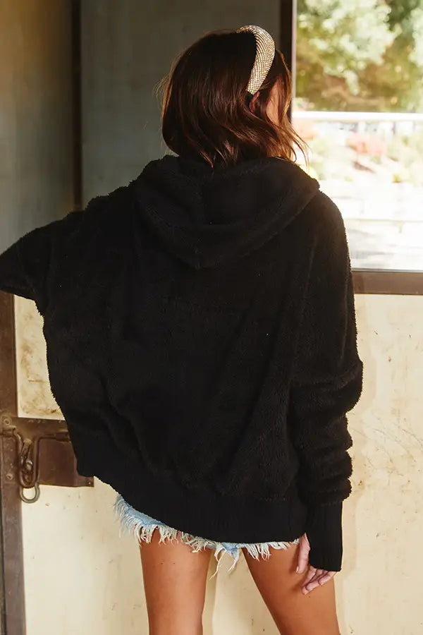 Polar Fuzzy Hoodie - Black - ONFEMME By Lindsey's Kloset