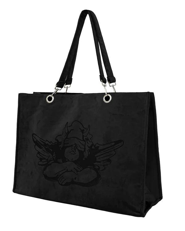 Charcoal Velour Tote - ONFEMME By Lindsey's Kloset