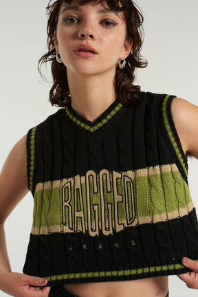 Ragged Varsity Knit Vest - ONFEMME By Lindsey's Kloset