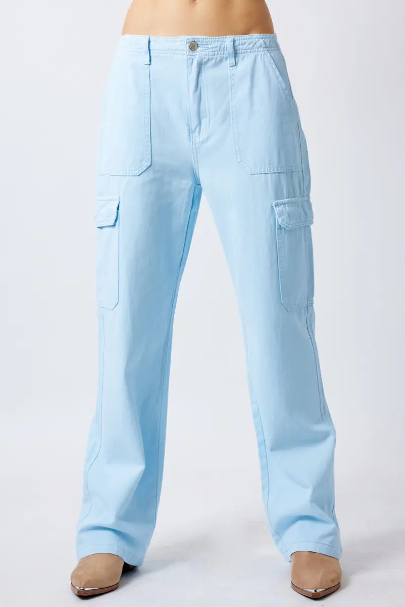 Lahaba Men's Light Blue 6 Pocket Jeans Cargo With Baggy Pocket's