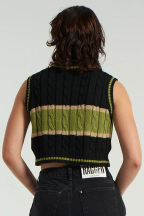 Ragged Varsity Knit Vest - ONFEMME By Lindsey's Kloset