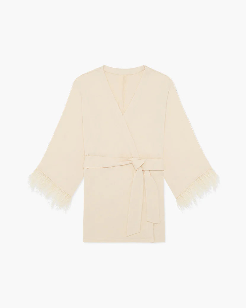 Feather Modal Jersey Robe - Ecru - ONFEMME By Lindsey's Kloset