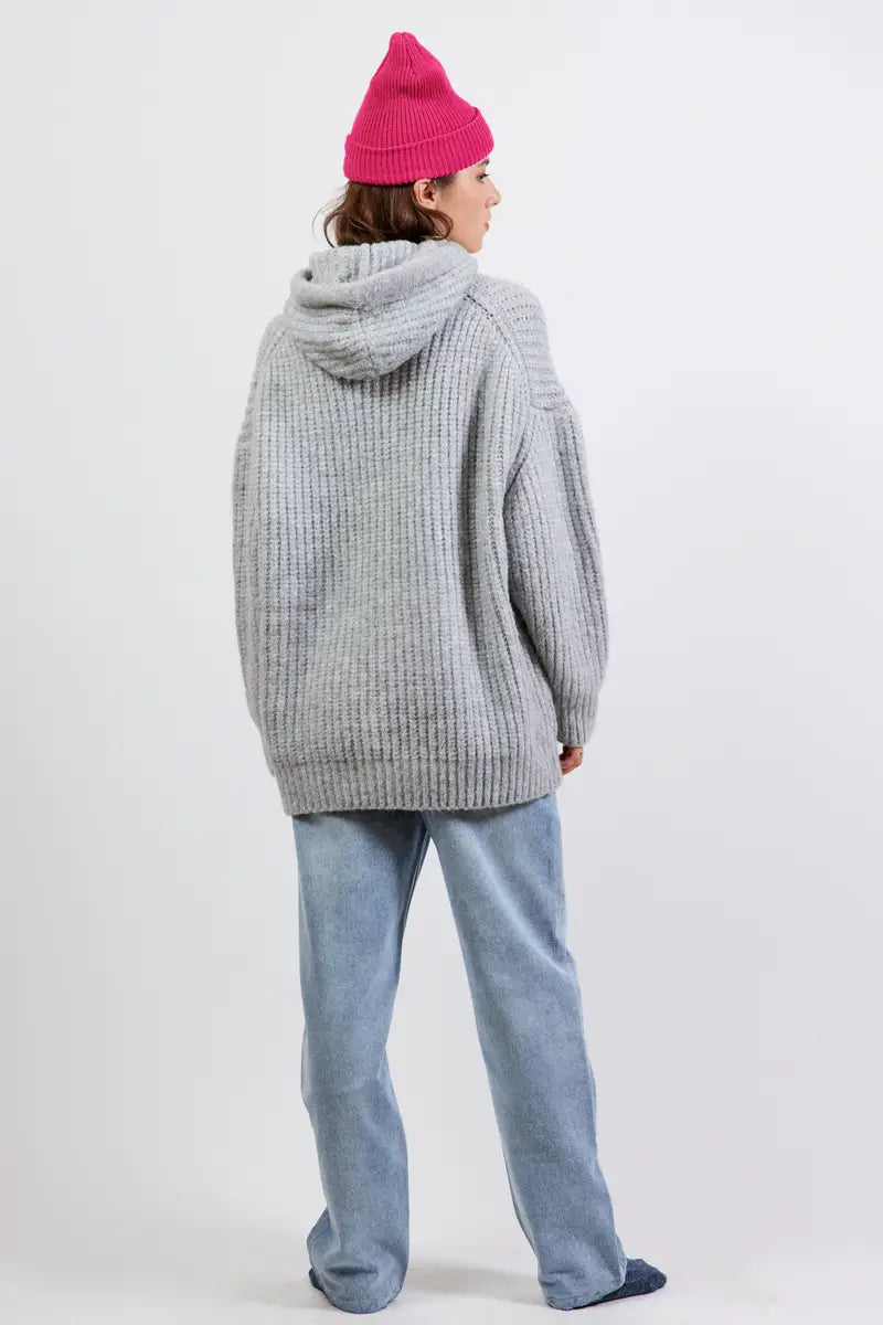 Fluffy Oversized Knit Hoodie - ONFEMME By Lindsey's Kloset