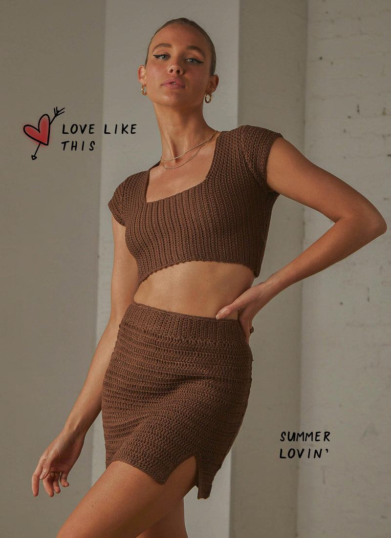 Love Like This Crochet Crop - Choc Brown - ONFEMME By Lindsey's Kloset