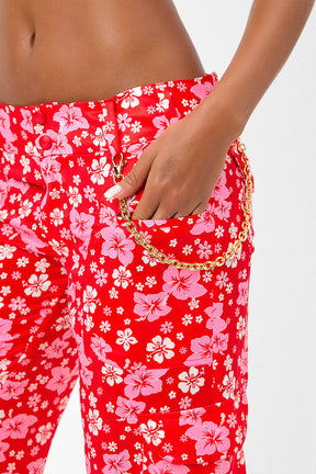 Chilli Satin Floral Cargo Pant - ONFEMME By Lindsey's Kloset