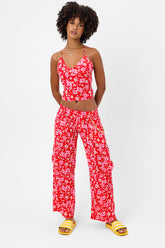 Chilli Satin Floral Cargo Pant - ONFEMME By Lindsey's Kloset