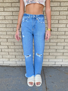 90's Distressed Straight Leg Jeans - ONFEMME By Lindsey's Kloset