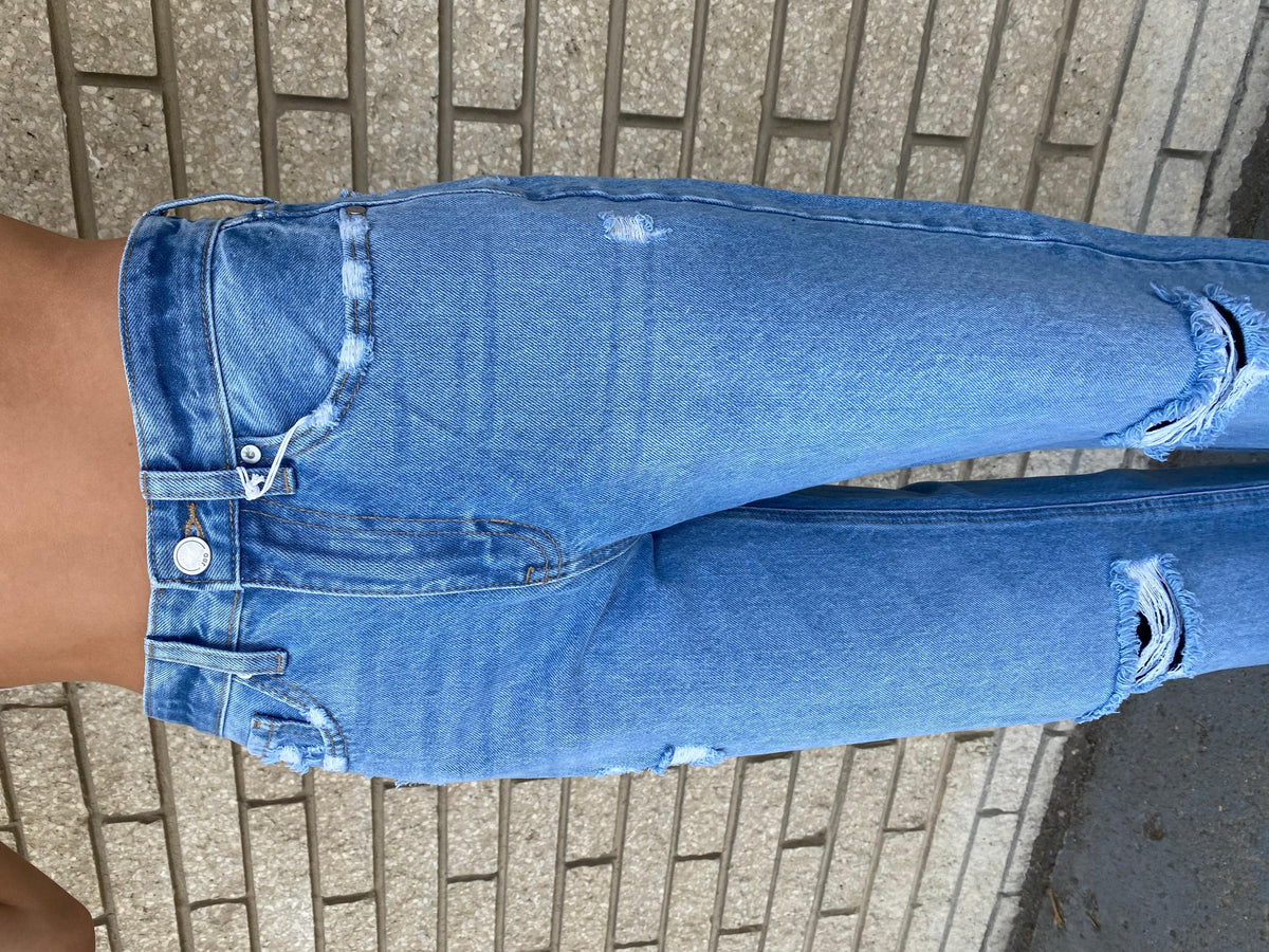 90's Distressed Straight Leg Jeans - ONFEMME By Lindsey's Kloset