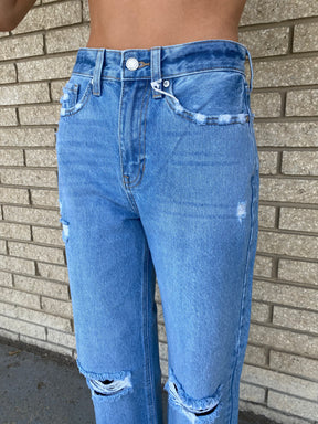 90's Distressed Straight Leg Jeans - ONFEMME By Lindsey's Kloset