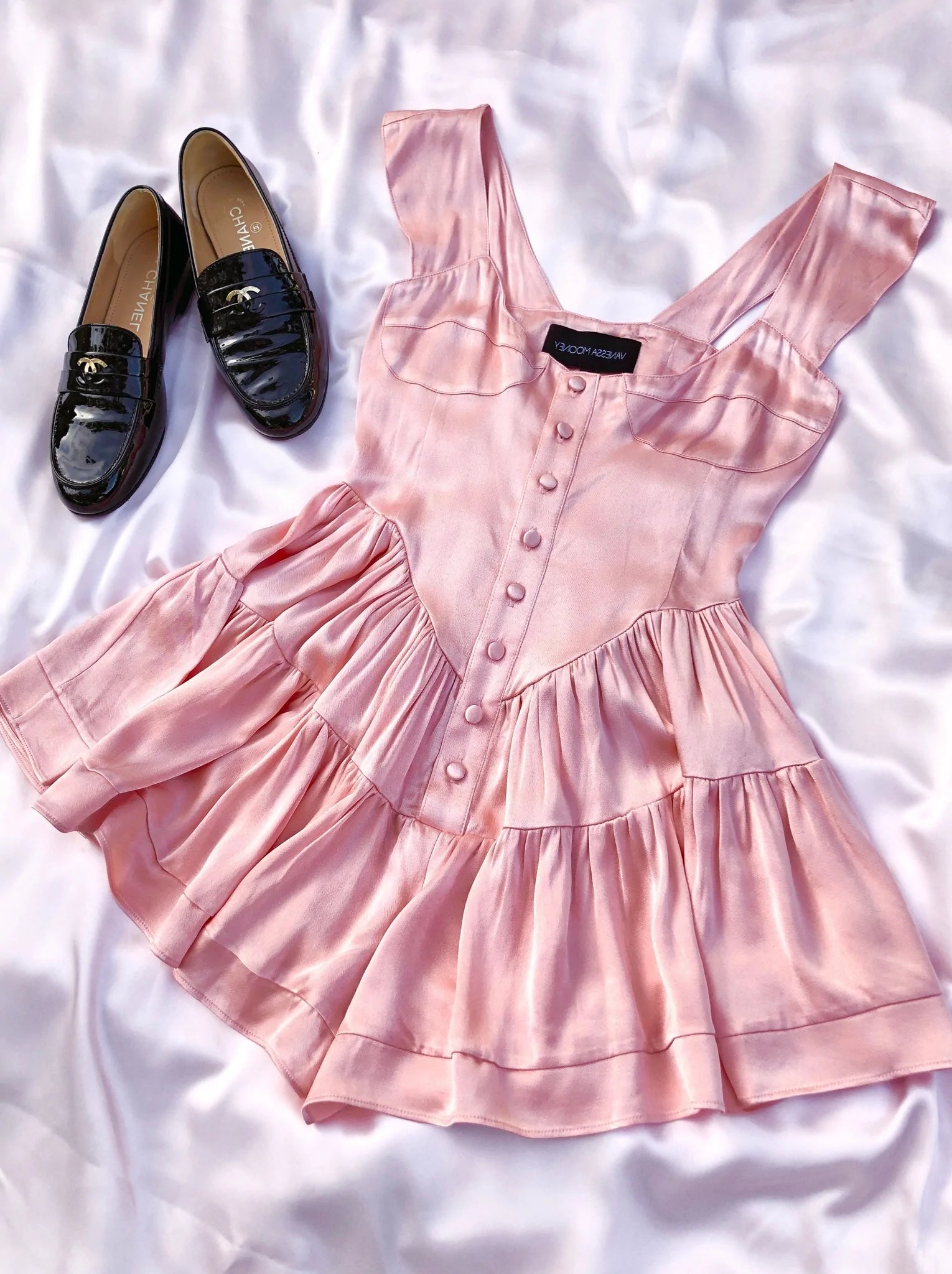 The Elisabeth Romper Dress - Pink Satin - ONFEMME By Lindsey's Kloset