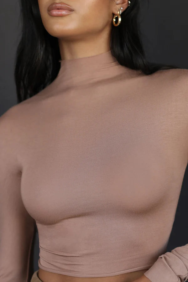 Cropped Mock Neck Long Sleeve - ONFEMME By Lindsey's Kloset