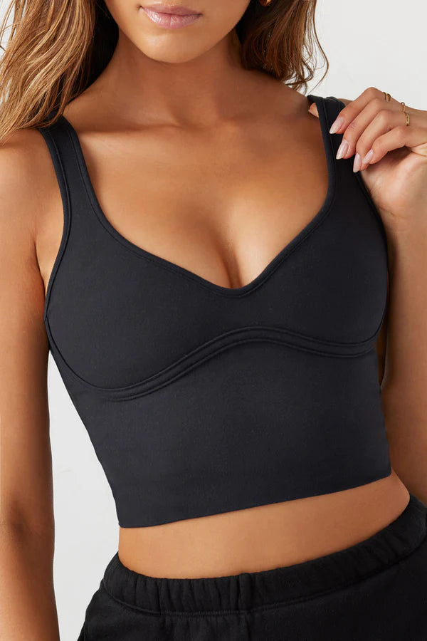 Contour Crop Tank - Sueded Onyx - ONFEMME By Lindsey's Kloset