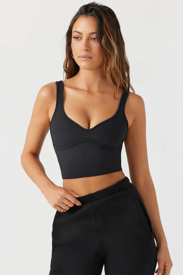 Contour Crop Tank - Sueded Onyx - ONFEMME By Lindsey's Kloset
