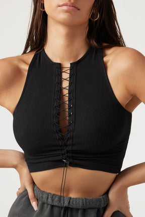 LACE UP CROP TANK - ONFEMME By Lindsey's Kloset