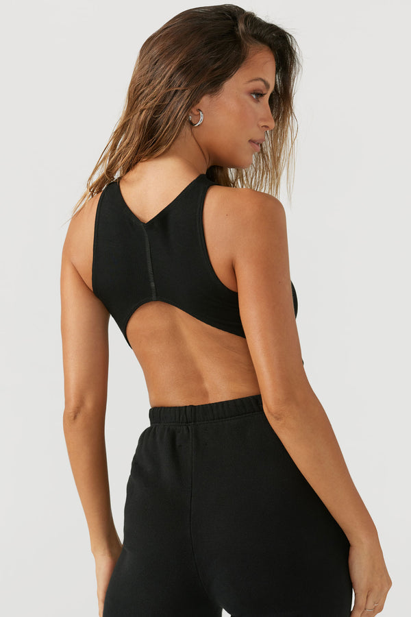 CURVE CROP TANK - BLACK FLEXRIB - ONFEMME By Lindsey's Kloset