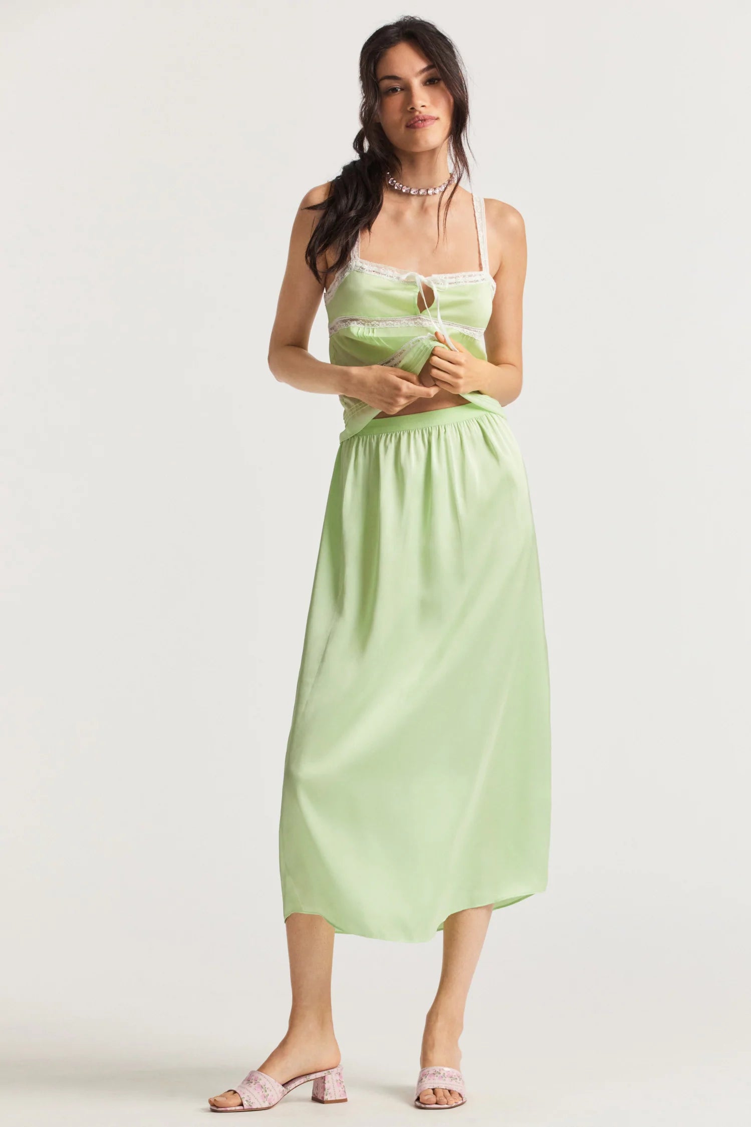 Aimee Midi Skirt - Lime - ONFEMME By Lindsey's Kloset