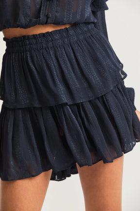 Ruffle Mini Skirt - Midnight - ONFEMME By Lindsey's Kloset