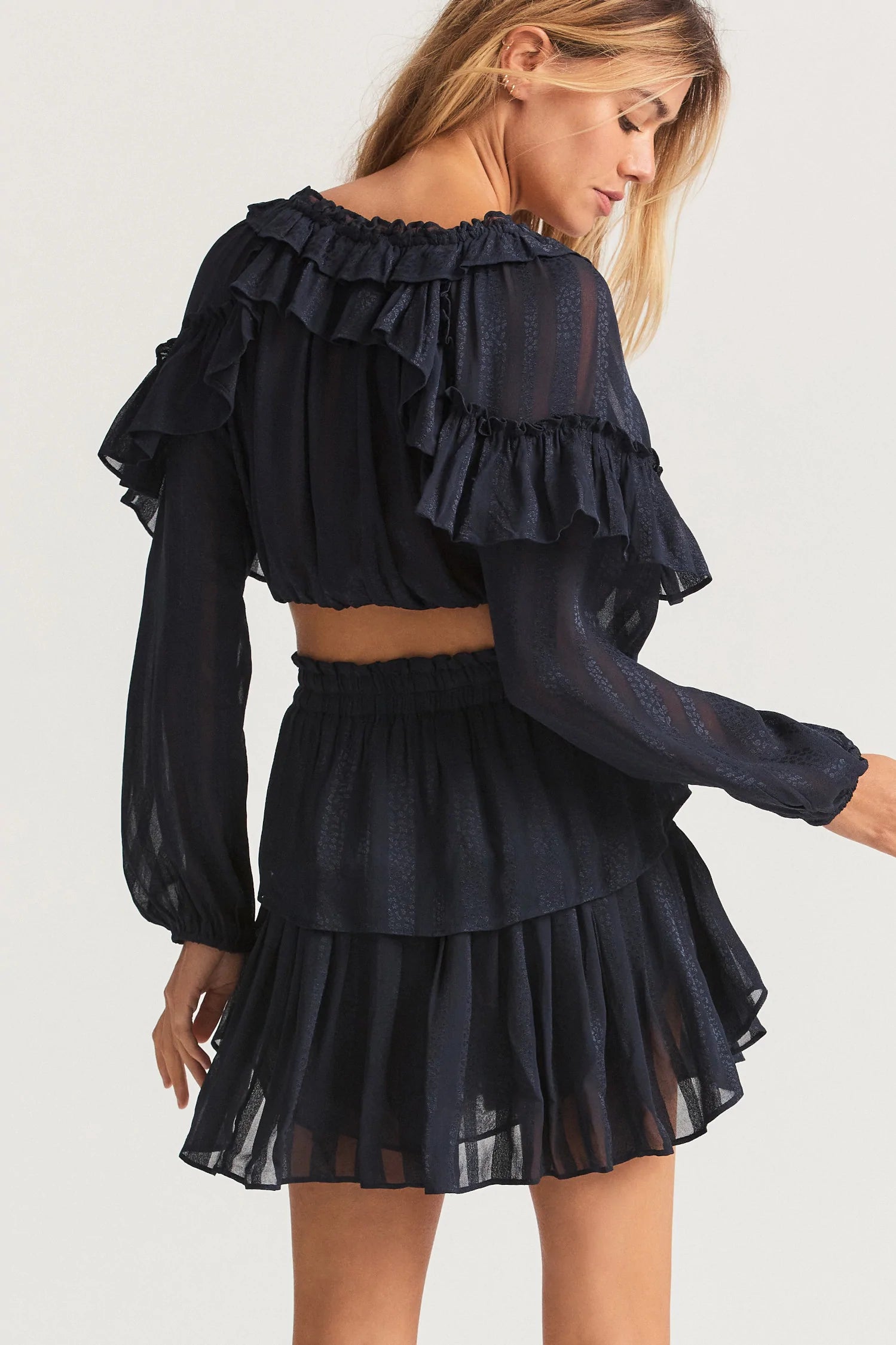 Ruffle Mini Skirt - Midnight - ONFEMME By Lindsey's Kloset