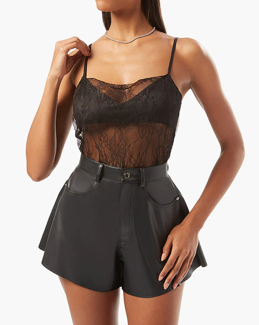Vegan Leather Flare Bell Short - ONFEMME By Lindsey's Kloset Vegan Leather Flare Bell Short - ONFEMME By Lindsey's Kloset