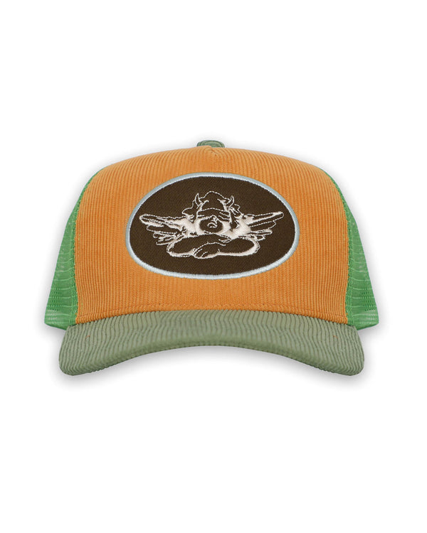PUMPKIN CORDUROY TRUCKER HAT - ONFEMME By Lindsey's Kloset