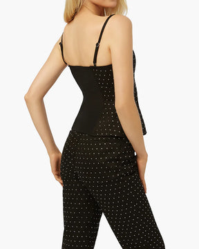 Mesh Denim Twill Rhinestone Peplum Corset - ONFEMME By Lindsey's Kloset