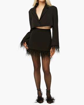 Feather Suiting Mini Skirt - ONFEMME By Lindsey's Kloset