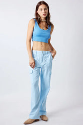 Baby Blue Cargo Pant  ONFEMME By Lindsey's Kloset