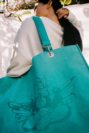 Turquoise Velour Tote - ONFEMME By Lindsey's Kloset