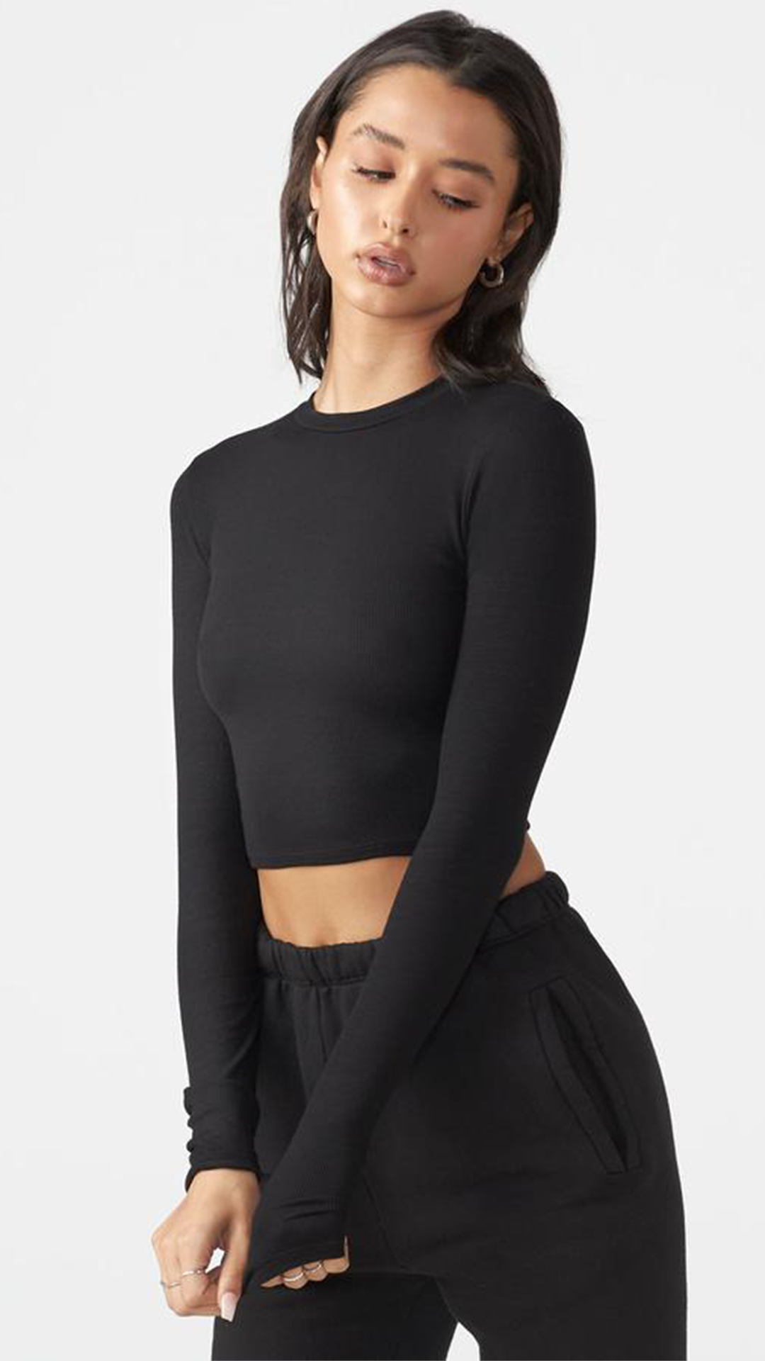 Cropped Crew Long Sleeve - ONFEMME By Lindsey's Kloset