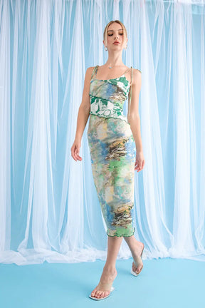 Van Gogh Your Way Mesh Midi Dress - ONFEMME By Lindsey's Kloset