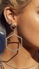 Hammered Hex Statement Earrings - ONFEMME By Lindsey's Kloset