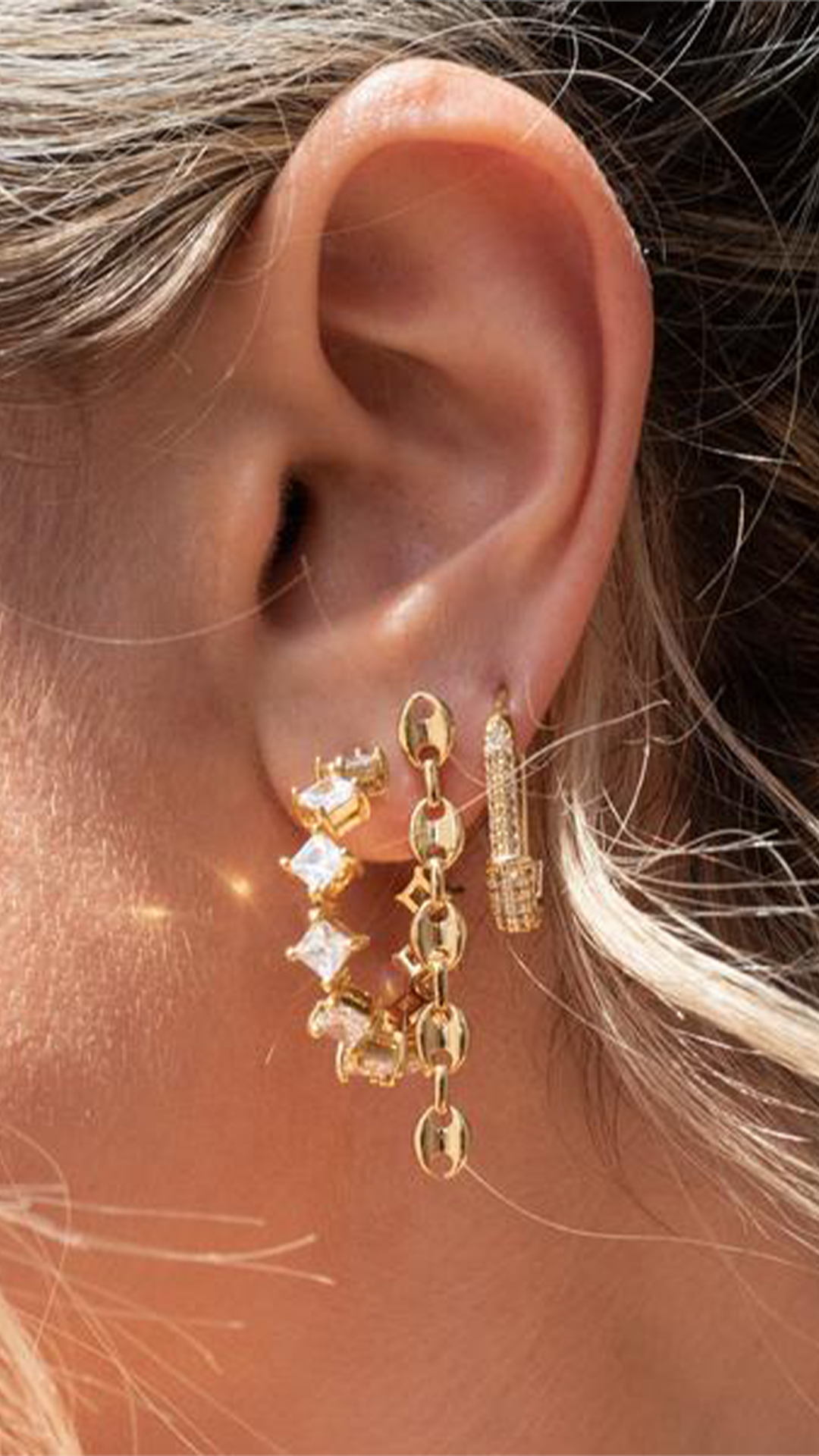 Pave Hex Safety Pin Earrings - ONFEMME By Lindsey's Kloset