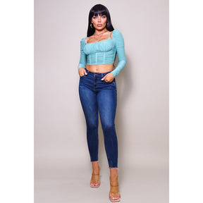 Rochelle Ruched Corset Top - SEAFOAM - ONFEMME By Lindsey's Kloset