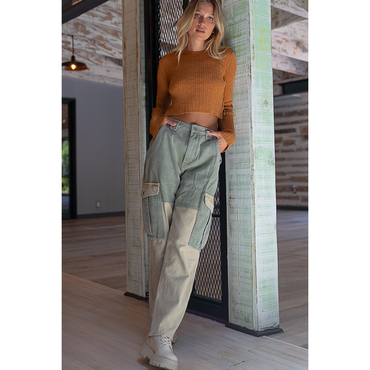 Colorblock Cargo Pant - ONFEMME By Lindsey's Kloset