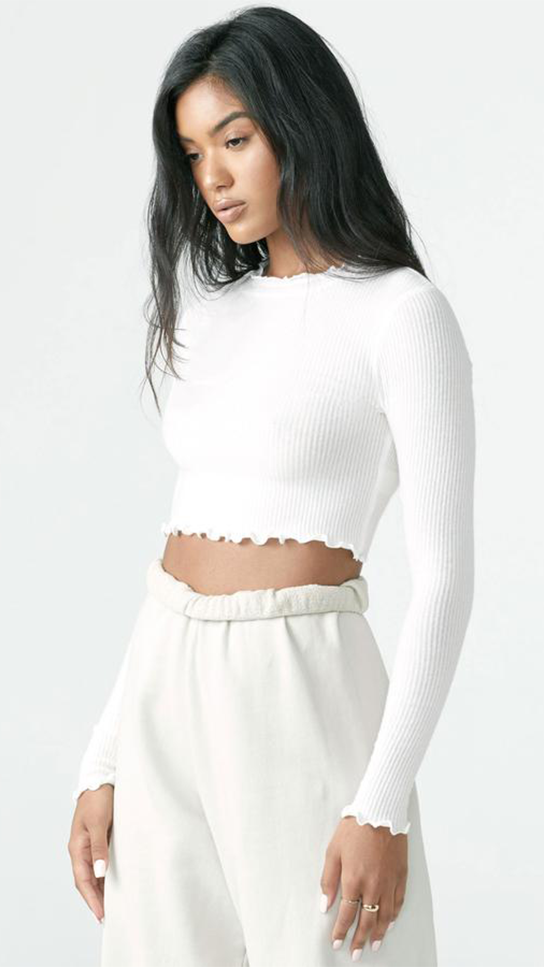 Scallop Crew Long Sleeve - ONFEMME By Lindsey's Kloset